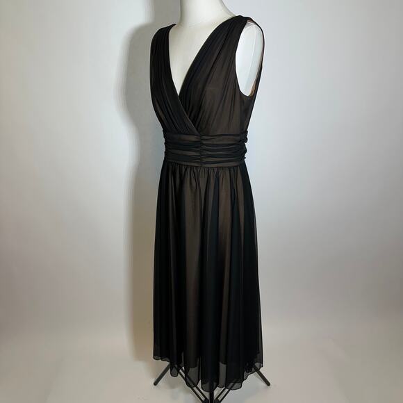 NWD Connected Apparel Black Chiffon Sleeveless Midi Dress Formal Womens Size 10 - Picture 4 of 12